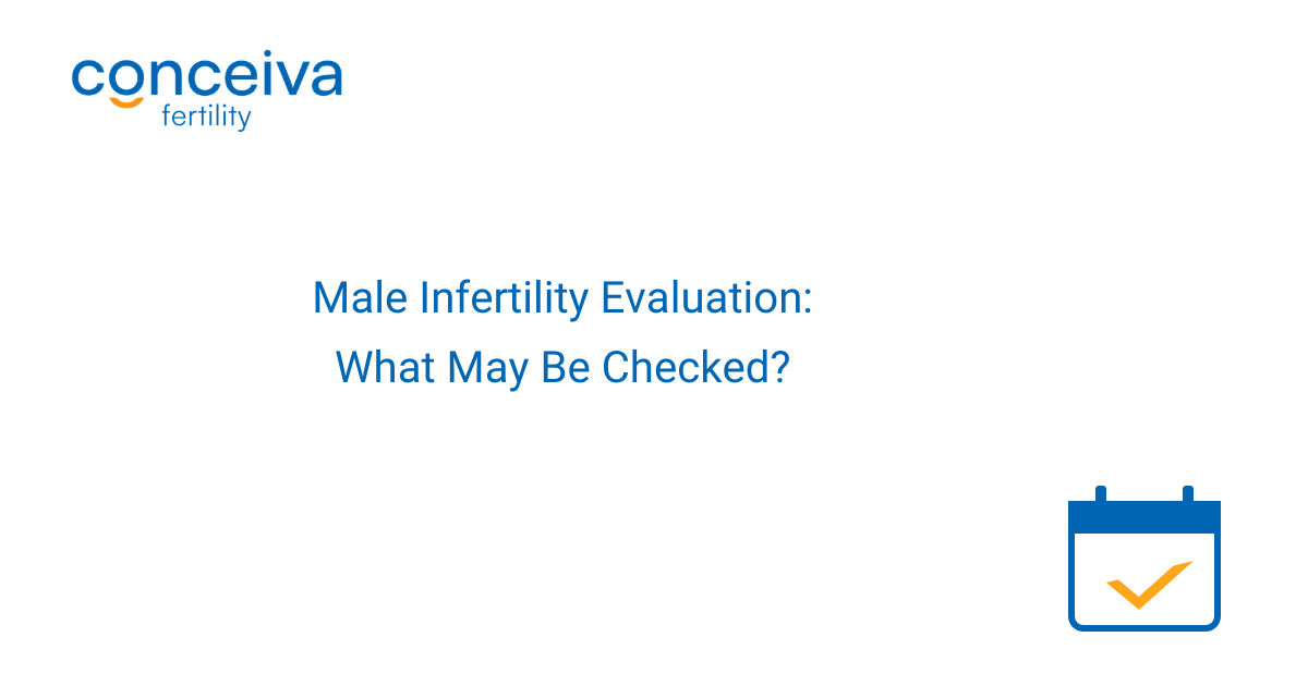 Conceiva Fertility article graphic about male infertility evaluation and what may be checked